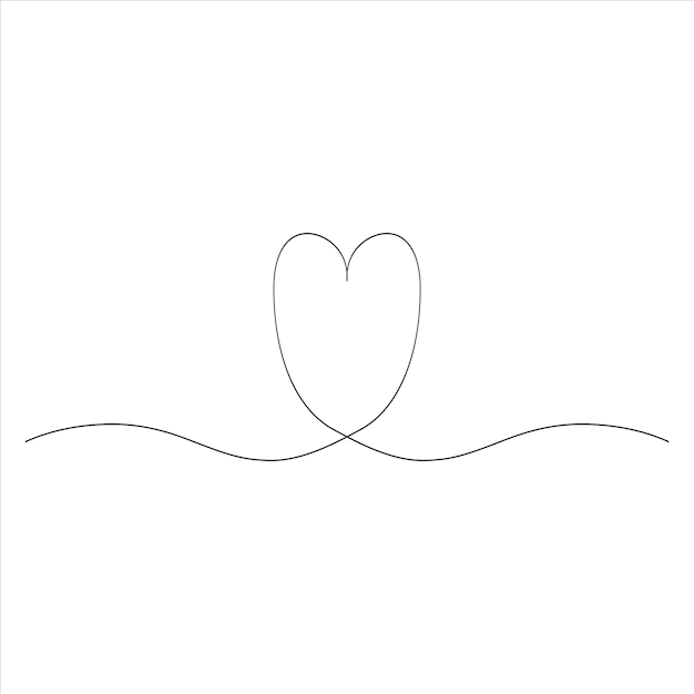 Ilustración de arte vectorial de contorno de corazón de una línea continua