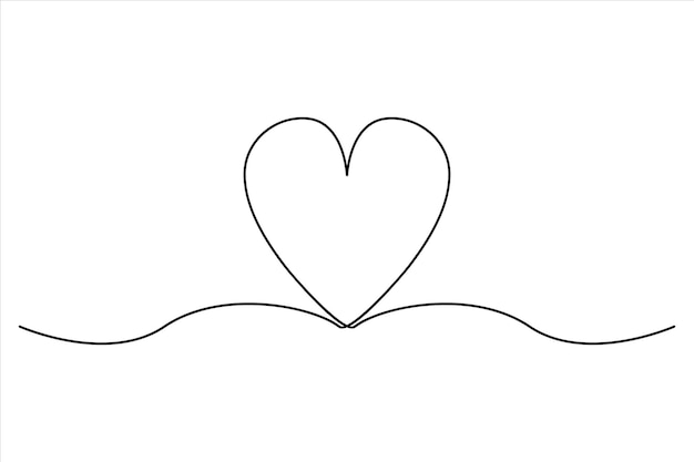 Ilustración de arte vectorial de contorno de corazón de una línea continua