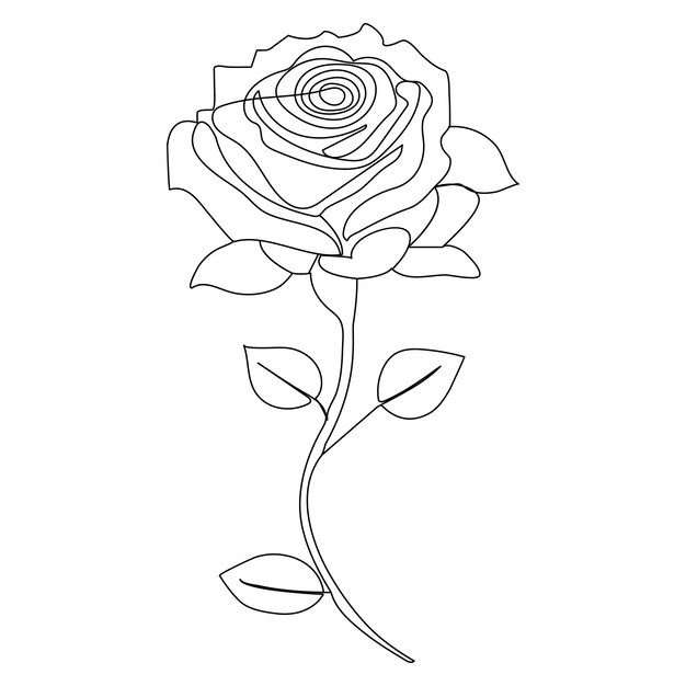 Ilustración de arte vectorial de contorno de flor de rosa de una línea continua