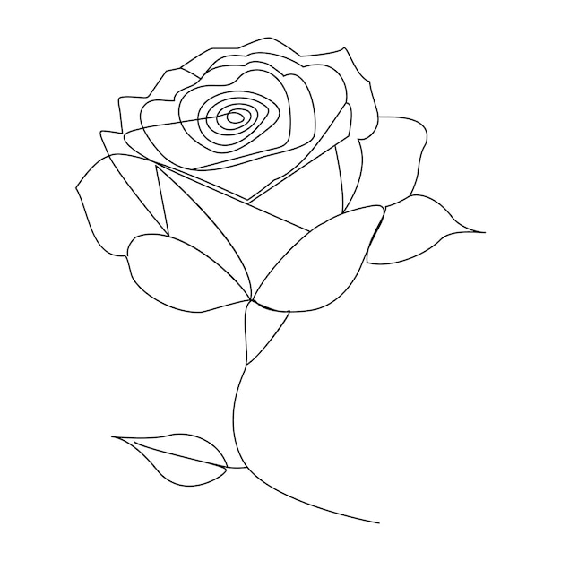 Ilustración de arte vectorial de contorno de flor de rosa de una línea continua