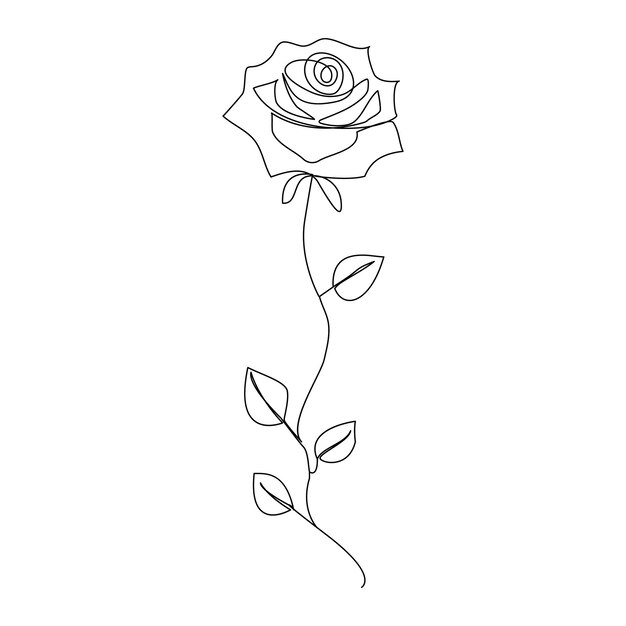 Ilustración de arte vectorial de contorno de flor de rosa de una línea continua