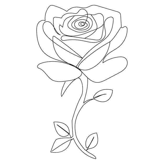 Ilustración de arte vectorial de contorno de flor de rosa de una línea continua