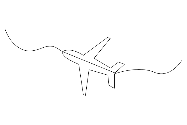 Ilustración de arte vectorial del contorno del icono del avión de una línea continua