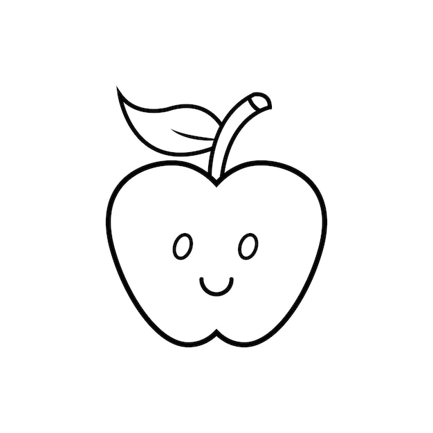 Ilustración de arte vectorial de contorno de manzana para niños página de colorear o libro de colorear aislado en blanco