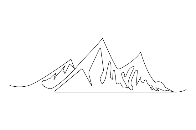 Ilustración de arte vectorial del contorno del paisaje de la cordillera de una línea continua