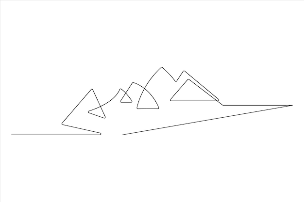 Ilustración de arte vectorial del contorno del paisaje de la cordillera de una línea continua