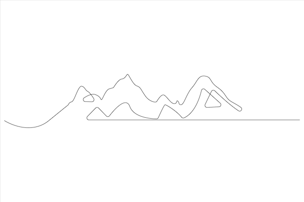Ilustración de arte vectorial del contorno del paisaje de la cordillera de una línea continua