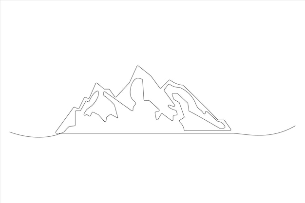 Ilustración de arte vectorial del contorno del paisaje de la cordillera de una línea continua
