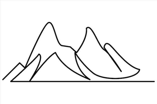 Ilustración de arte vectorial del contorno del paisaje de la cordillera de una línea continua