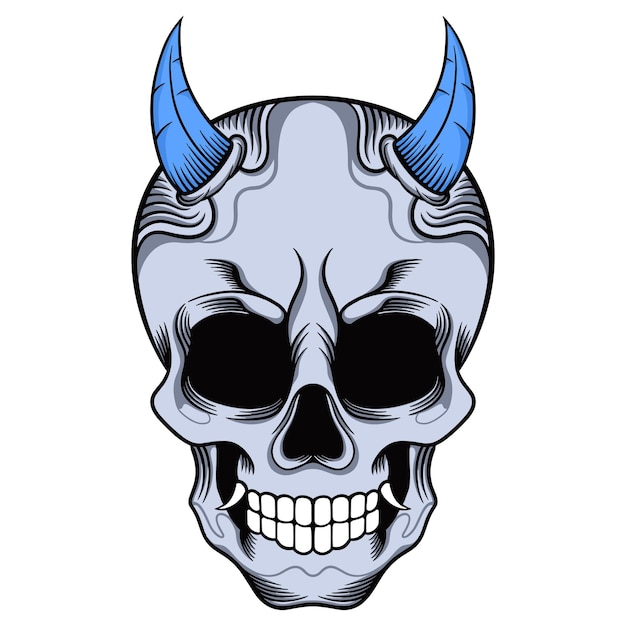 Ilustración de arte vectorial del cráneo del diablo