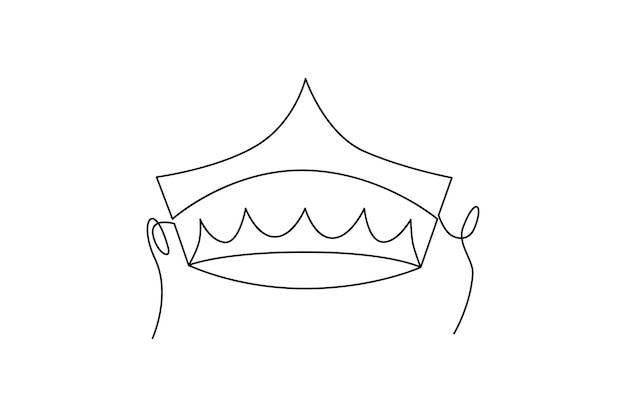 Vector ilustración de arte vectorial de dibujo de corona de una línea continua y contorno de arte conceptual de rey y majestad