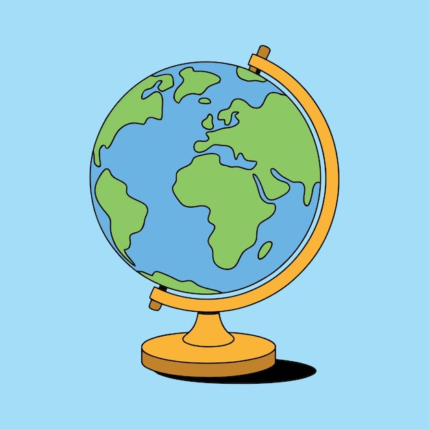 Ilustración de arte vectorial de dibujos animados del globo terrestre