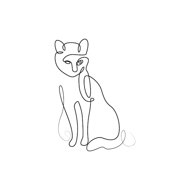 Ilustración de arte vectorial y diseño de tatuajes de gato, mascota y animal de compañía de una línea continua