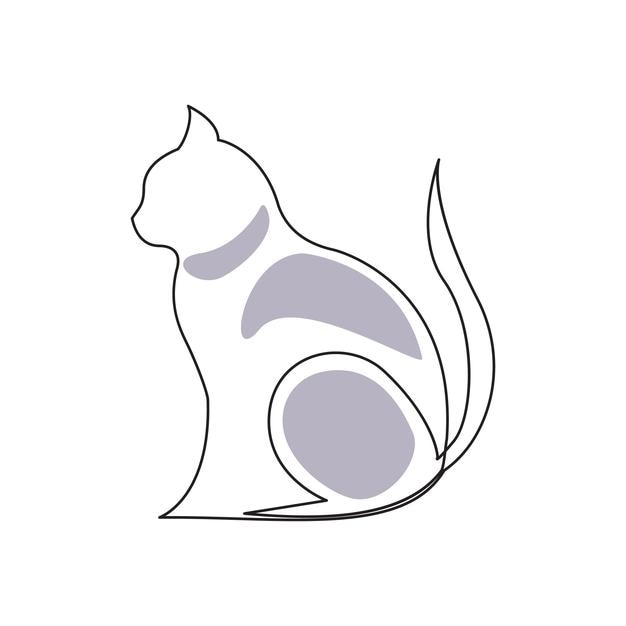 Ilustración de arte vectorial y diseño de tatuajes de gato, mascota y animal de compañía de una línea continua