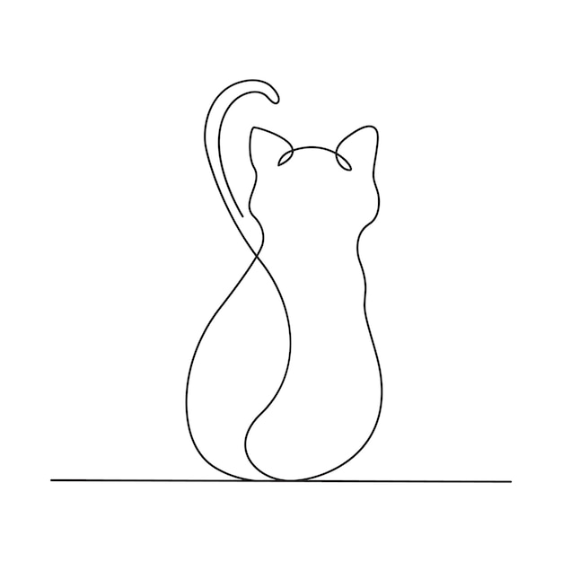 Ilustración de arte vectorial y diseño de tatuajes de gato, mascota y animal de compañía de una línea continua