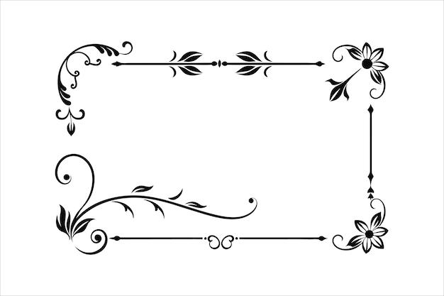Ilustración de arte vectorial de esquina y marco de borde floreciente