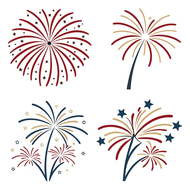 Ilustración de arte vectorial del evento de celebración de fuegos artificiales