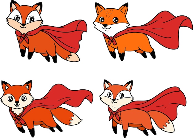 Ilustración del arte vectorial de Fox con una capa de superhéroe