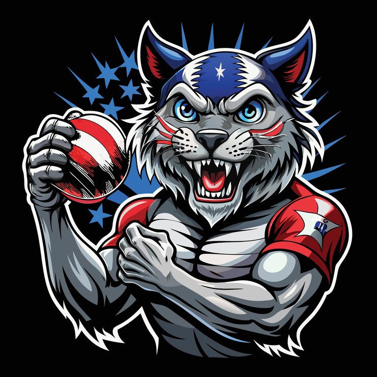 Ilustración de arte vectorial de gato con bandera estadounidense