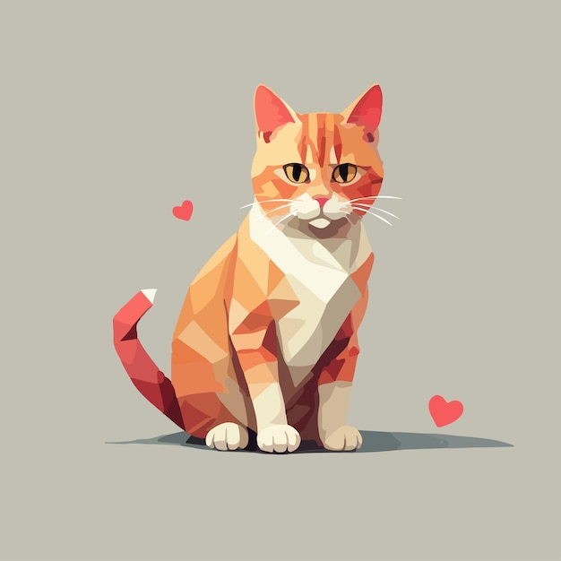 Ilustración de arte vectorial del gato con una tarjeta de San Valentín con corazón