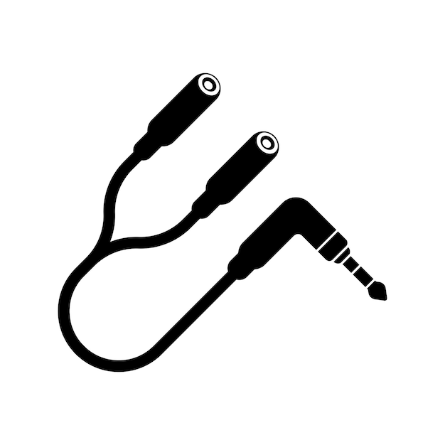 Ilustración de arte vectorial del icono de cable de audio y el cable de conexión