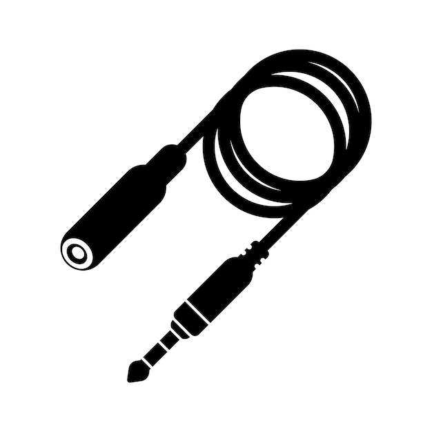 Ilustración de arte vectorial del icono de cable de audio y el cable de conexión