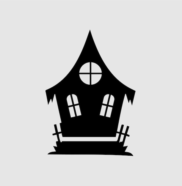 Ilustración de arte vectorial del icono de la casa cazada de Halloween