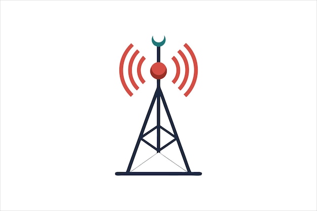 Ilustración de arte vectorial del icono plano de la antena de transmisión