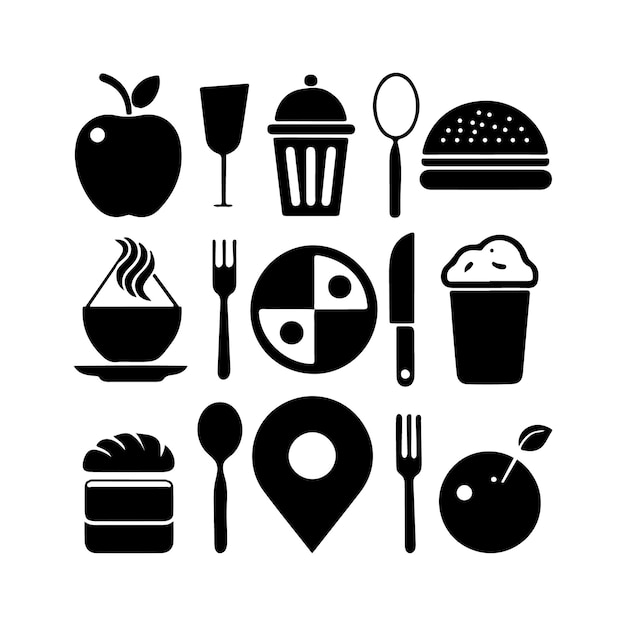 Ilustración de arte vectorial del icono de la silueta de la comida