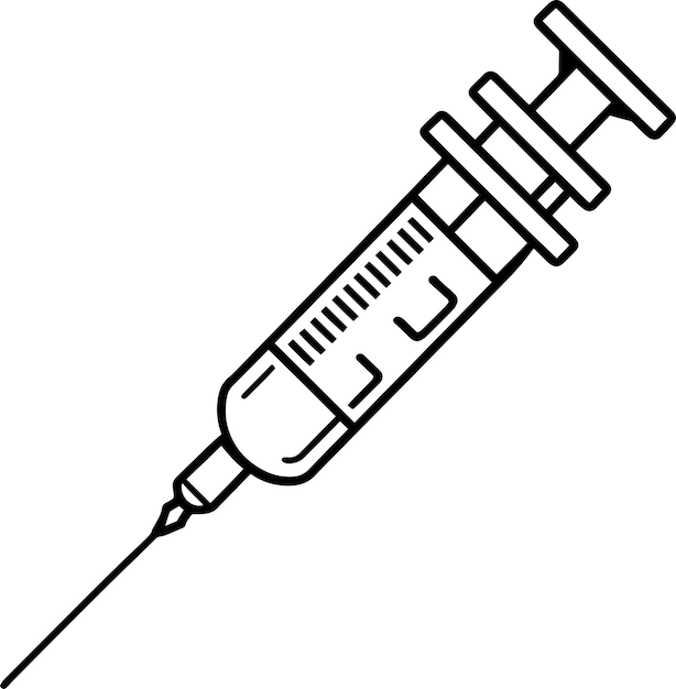 Ilustración de arte vectorial de la jeringa silueta en blanco y negro