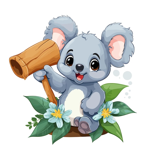 Ilustración de arte vectorial de koala con fondo blanco