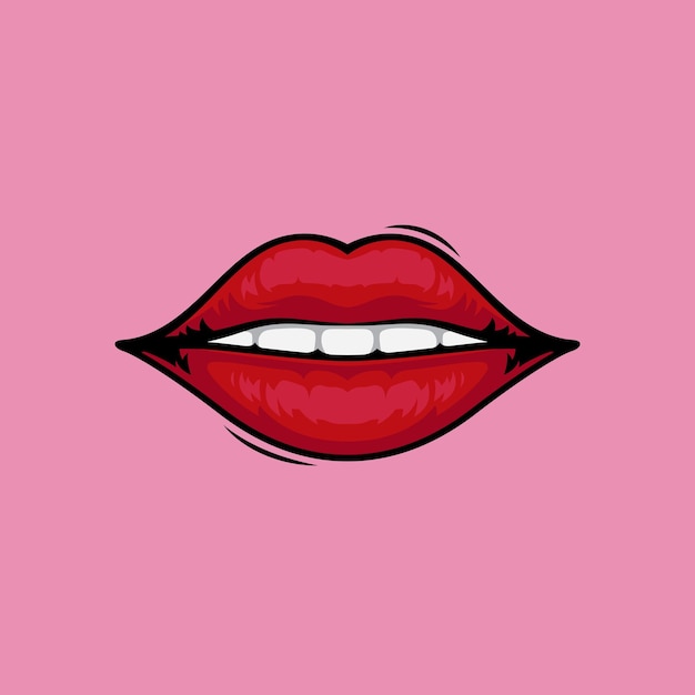 Vector ilustración de arte vectorial de labios sobre fondo aislado