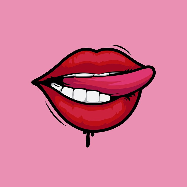 Vector ilustración de arte vectorial de labios sobre fondo aislado