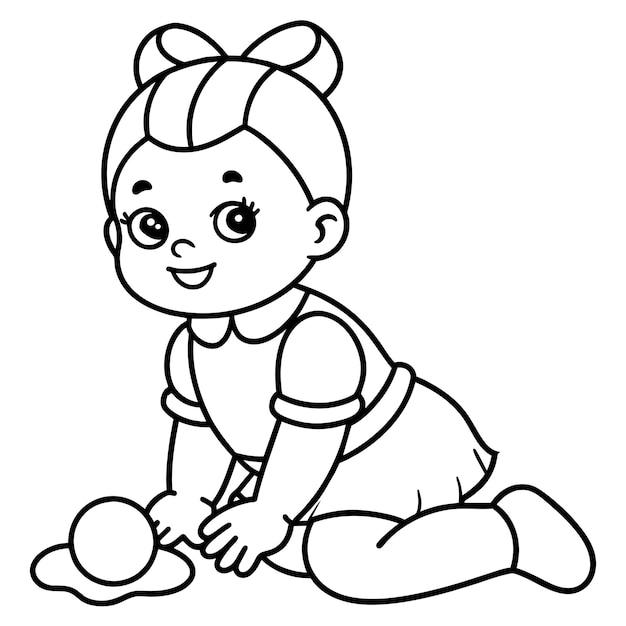 Ilustración de arte vectorial para libros de colorear muñecas para bebés 13