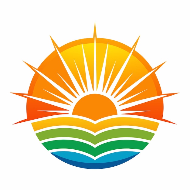 Ilustración de arte vectorial del logotipo del amanecer en un fondo de color blanco sólido 27