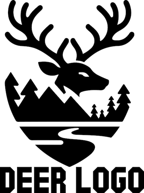 Ilustración de arte vectorial del logotipo del ciervo color negro un concepto de logotipo de ciervo fondo blanco 2