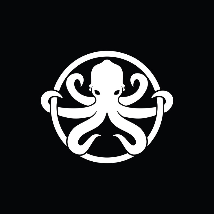 Ilustración de arte vectorial del logotipo moderno del pulpo Kraken
