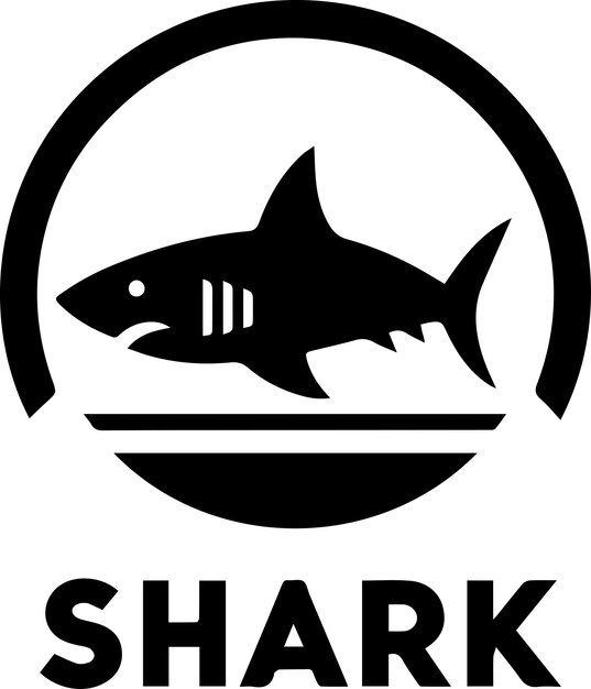 Ilustración de arte vectorial del logotipo del tiburón de fondo blanco de color negro 23
