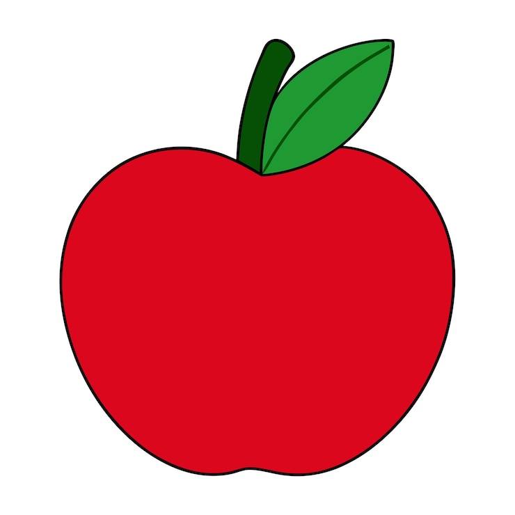 Ilustración de arte vectorial de manzana Diseño plano de fruta de manzana