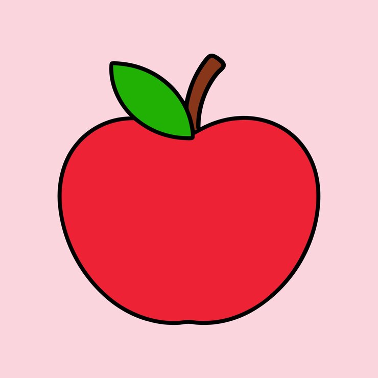 Ilustración de arte vectorial de manzana Diseño plano de fruta de manzana