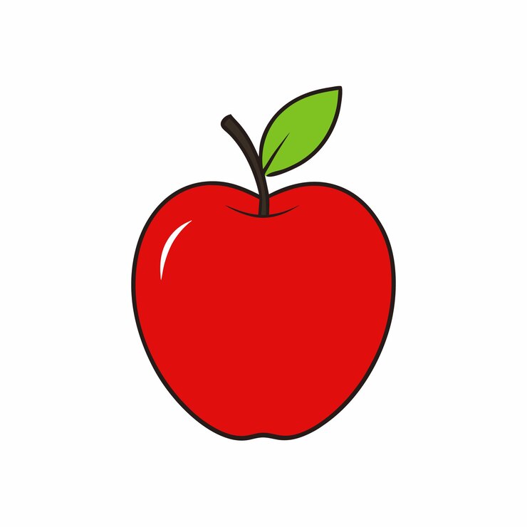 Ilustración de arte vectorial de manzana Diseño plano de fruta de manzana