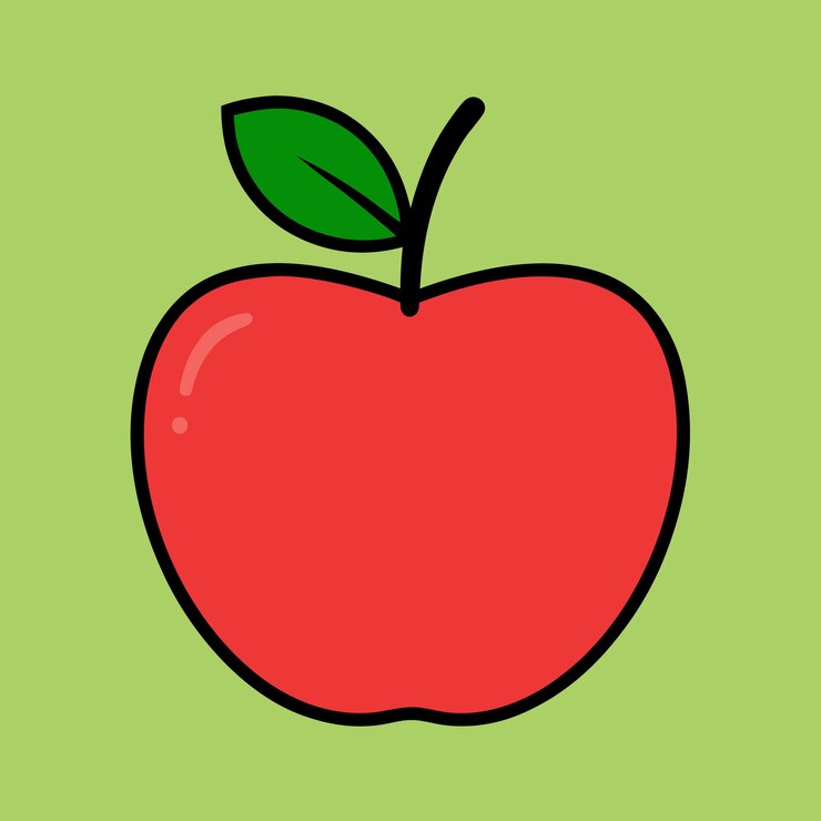 Ilustración de arte vectorial de manzana Diseño plano de fruta de manzana