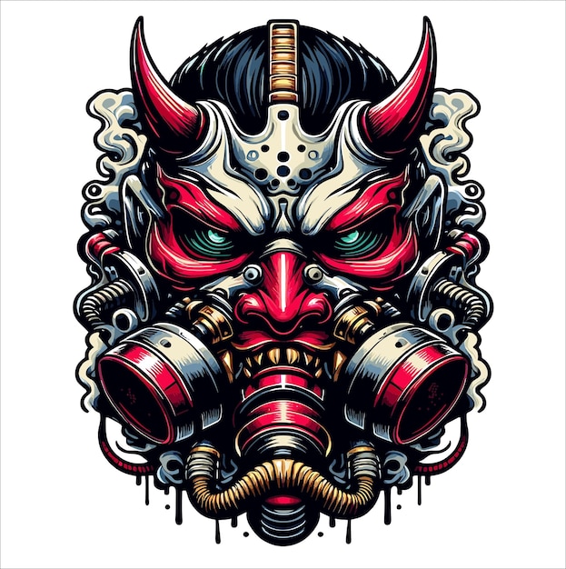 Ilustración de arte vectorial de máscaras de hannya