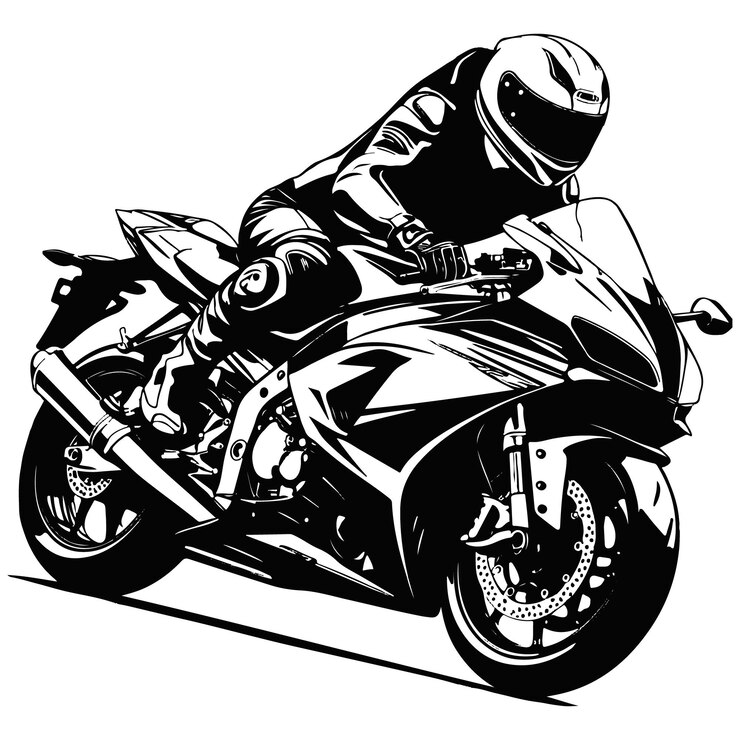 Vector ilustración de arte vectorial de motociclistas antiguos vector de arte de motocicletas en blanco y negro