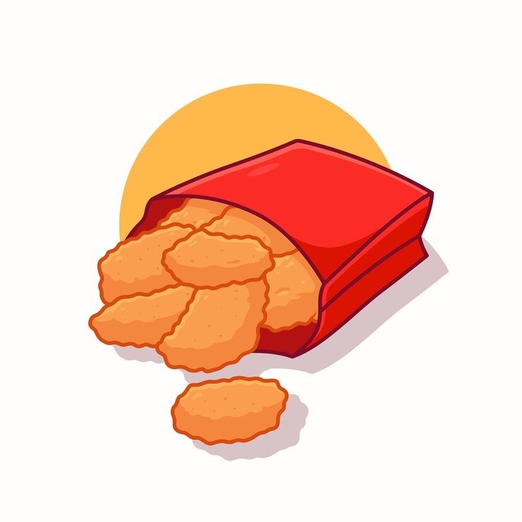 Vector ilustración de arte vectorial de nuggets de pollo en concepto de logotipo simple de objeto aislado