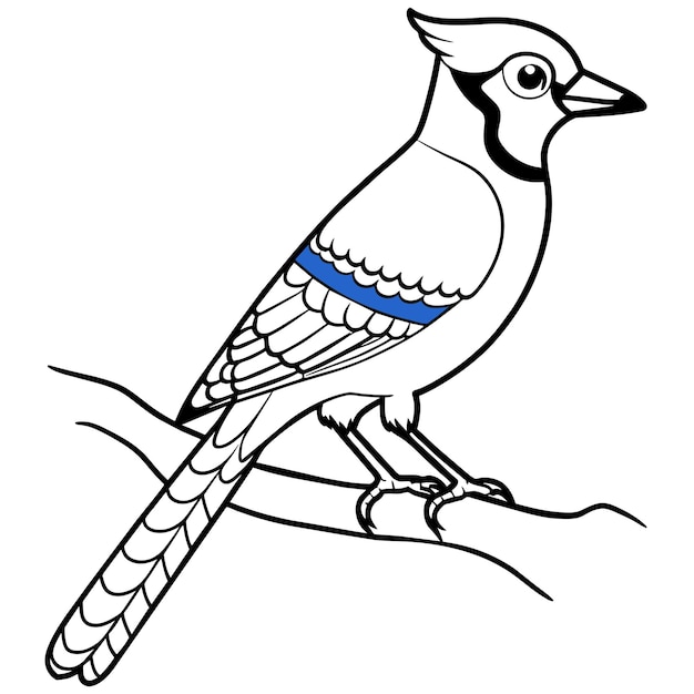 Ilustración de arte vectorial del pájaro jay azul 9