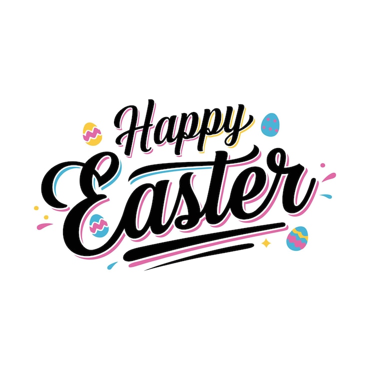 Ilustración de arte vectorial de Pascua feliz diseño tipográfico del logotipo sobre un fondo blanco