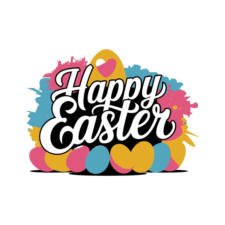 Ilustración de arte vectorial de Pascua feliz diseño tipográfico del logotipo sobre un fondo blanco