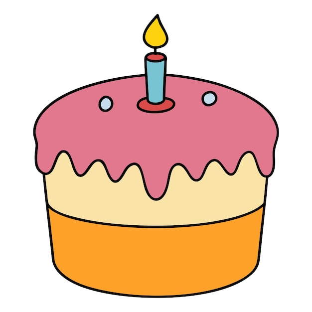 Ilustración de arte vectorial de pastel de cumpleaños