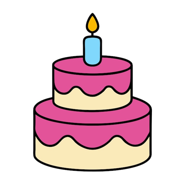Ilustración de arte vectorial de pastel de cumpleaños